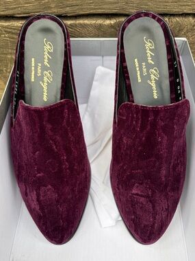 Robert Clergerie Alice Goth Violet Velvet Double Black Slip-On Mules
